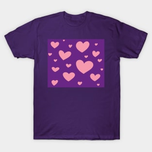 Pink and Purple Heart Pattern T-Shirt